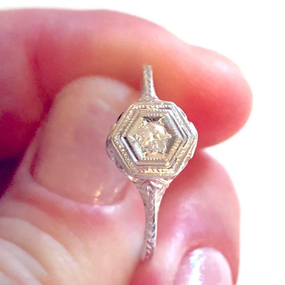 Genuine 1920’s Art Deco engagement ring